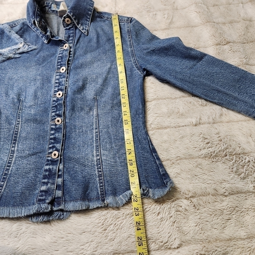Shirt Jacket Denim Blue Vintage Collared fitted EVE BARE GI… - Picture 13 of 16